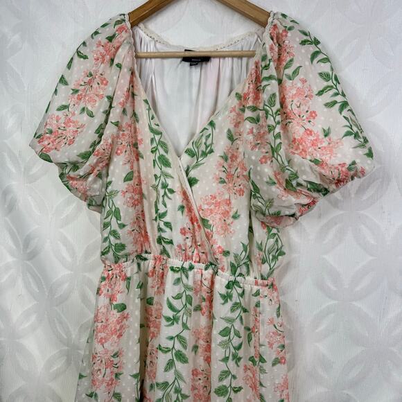 VICI Floral Chiffon Puff Sleeve Mini Dress Size M - Picture 9 of 10